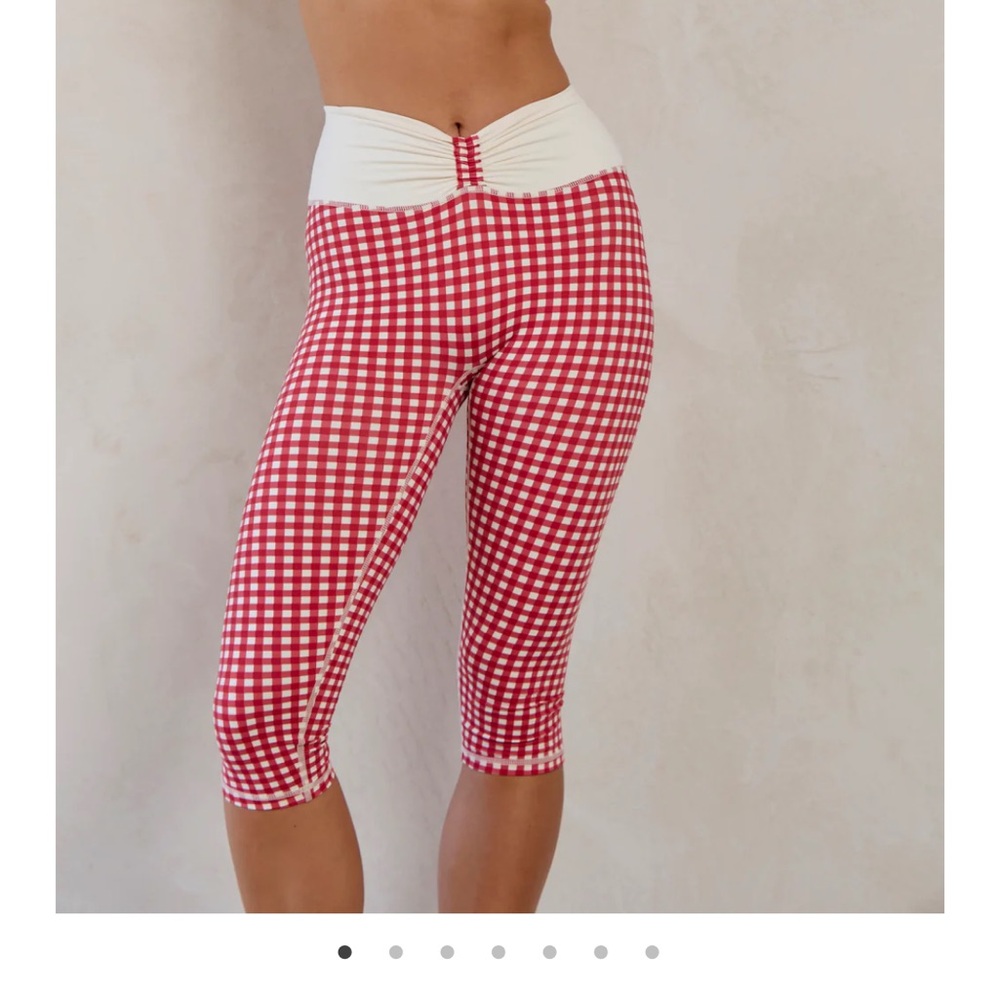 Astoria Activewear Red and White Gingham Capri Leggings